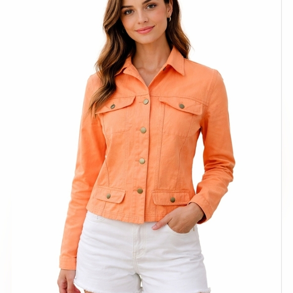 Chadwicks Jackets & Blazers - Chadwick’s Peach 100% Cotton Utility Jacket Women’s Size 6 Button Front